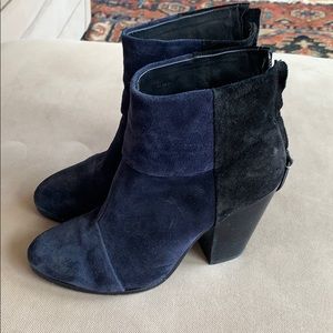 rag & bone Blue Black Suede Newbury Boots size 10